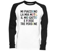 Mi Piacciono La MIA Moto Il Mio Gatto Blance Camiseta De Béisbol Unisex White Baseball tee Tshirt Unisex