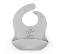 Mi Pipo - Babero Silicona Bebe Personalizado Gris con Nombre