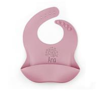 Mi Pipo - Babero Silicona Bebe Personalizado Rosa Blush con Nombre