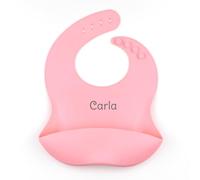 Mi Pipo - Babero Silicona Bebe Personalizado Rosa Candy con Nombre