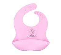 Mi Pipo - Babero Silicona Bebe Personalizado Rosa con Nombre