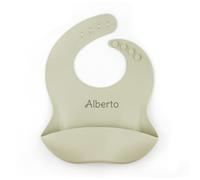 Mi Pipo - Babero Silicona Bebe Personalizado Verde Soft con Nombre