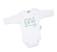 Mi Pipo - Body Bebe Personalizado El Mejor Papá del Mundo | 100% Algodón | Manga Corta o Larga | Body Recién Nacido | Regalos Bebe Personalizados | Fabricado en España