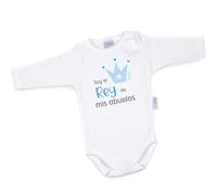Mi Pipo - Body Bebe Personalizado El Rey de Mis Abuelos | 100% Algodón | Manga Corta o Larga | Body Recién Nacido | Regalos Bebe Personalizados | Fabricado en España