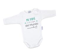 Mi Pipo - Body Bebe Personalizado Mi Papá Es el Mejor del Mundo | 100% Algodón | Manga Corta o Larga | Body Recién Nacido | Regalos Bebe Personalizados | Fabricado en España