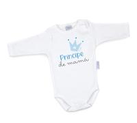 Mi Pipo - Body Bebe Personalizado Príncipe de Mamá | 100% Algodón | Manga Corta o Larga | Body Recién Nacido | Regalos Bebe Personalizados | Fabricado en España