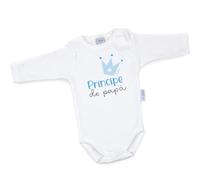 Mi Pipo - Body Bebe Personalizado Príncipe de Papá | 100% Algodón | Manga Corta o Larga | Body Recién Nacido | Regalos Bebe Personalizados | Fabricado en España