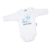 Mi Pipo - Body Bebe Personalizado Soy el Rey de Mis Tíos | 100% Algodón | Manga Corta o Larga | Body Recién Nacido | Regalos Bebe Personalizados | Fabricado en España