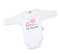 Mi Pipo - Body Bebe Personalizado Soy la Reina de Mis Abuelos | 100% Algodón | Manga Corta o Larga | Body Recién Nacido | Regalos Bebe Personalizados | Fabricado en España