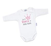 Mi Pipo - Body Bebe Personalizado Soy la Reina de Mis Tíos | 100% Algodón | Manga Corta o Larga | Body Recién Nacido | Regalos Bebe Personalizados | Fabricado en España