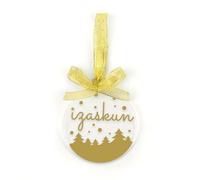 Mi Pipo - Bola Navidad Metacrilato Personalizada con Nombre - Dorada | Adorno Árbol Navideño Elegante | Lazo Plata y Cinta para Colgar | 8,5 cm | Decoración Navidad con Vinilo Candy | Hecha en España