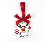 Mi Pipo - Bola Navidad Metacrilato Personalizada con Nombre - Reno Rudolph | Adorno Elegante | Lazo Plata y Cinta para Colgar | 8,5 cm | Decoración Navidad con Vinilo Candy | Hecha en España
