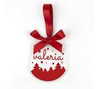 Mi Pipo - Bola Navidad Metacrilato Personalizada con Nombre - Roja | Adorno Árbol Navideño Elegante | Lazo Plata y Cinta para Colgar | 8,5 cm | Decoración Navidad con Vinilo Candy | Hecha en España