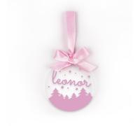 Mi Pipo - Bola Navidad Metacrilato Personalizada con Nombre - Rosa | Adorno Árbol Navideño Elegante | Lazo Plata y Cinta para Colgar | 8,5 cm | Decoración Navidad con Vinilo Candy | Hecha en España