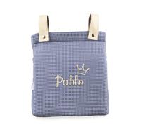 Mi Pipo - Bolso Carro Bebe Personalizado Panera Gofre - Azul | Bolsa para Carrito Bebé de Algodón Gofre Acolchado | Bolso Maternidad con Bandolera y Asas para Carro | Fabricado en España