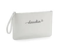 Mi Pipo - Bolso Personalizado Mujer de Mano - Colección Woman Gris | Bolso de Mano Mujer Cuero Vegano Saffiano con Correa de Pulsera, Elegante para Eventos | Personalizado con Nombre