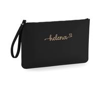 Mi Pipo - Bolso Personalizado Mujer de Mano - Colección Woman Negro | Bolso de Mano Mujer Cuero Vegano Saffiano con Correa de Pulsera, Elegante para Eventos | Personalizado con Nombre