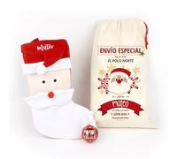 Mi Pipo - Cajita Navideña Infantil Personalizada - Papa Noel | Calcetin Navideño Personalizado, Saco Regalos y Bola Decorativa Árbol | Navidad Personalizada para Niños | Caja Regalo Incluida