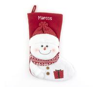 Mi Pipo - Calcetin Navidad Personalizado Punto - Muñeco Nieve | Calcetín Navidad Chimenea Decorativo 25x40 cm con Cinta para Colgar | Personalización con Nombre, Cómodo | Decoración Navideña