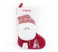 Mi Pipo - Calcetin Navidad Personalizado Punto - Papá Noél | Calcetín Navidad Chimenea Decorativo 25x40 cm con Cinta para Colgar | Personalización con Nombre, Cómodo | Decoración Navideña