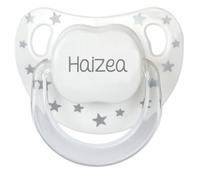 Mi Pipo - Chupete Personalizado Baby Chic | Chupete Bebe, Tetina Silicona Anatómica, +0 Meses | Personalizado con Nombre, Suave, Cómodo | Seguro, Libre de BPA, Fácil de Limpiar | Blanco/Plata
