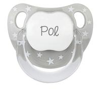 Mi Pipo - Chupete Personalizado Baby Chic | Chupete Bebe, Tetina Silicona Anatómica, +6 Meses | Personalizado con Nombre, Suave, Cómodo | Seguro, Libre de BPA, Fácil de Limpiar | Gris