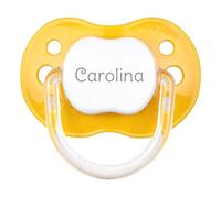 Mi Pipo - Chupete Personalizado Classic | Chupete Bebe, 3 Tipos de Tetina para Elegir, +0 Meses | Personalizado con Nombre, Suave, Cómodo | Seguro, Libre BPA, Fácil de Limpiar | Color Amarillo Sunset