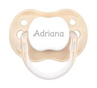 Mi Pipo - Chupete Personalizado Classic | Chupete Bebe, 3 Tipos de Tetina para Elegir, +6 Meses | Personalizado con Nombre, Suave, Cómodo | Seguro, Libre BPA, Fácil de Limpiar | Color Beige