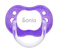 Mi Pipo - Chupete Personalizado Classic | Chupete Bebe, 3 Tipos de Tetina para Elegir, +6 Meses | Personalizado con Nombre, Suave, Cómodo | Seguro, Libre BPA, Fácil de Limpiar | Color Morado