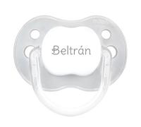 Mi Pipo - Chupete Personalizado Classic | Chupete Bebe, 3 Tipos de Tetina para Elegir, +6 Meses | Personalizado con Nombre, Suave, Cómodo | Seguro, Libre BPA, Fácil de Limpiar | Color Gris