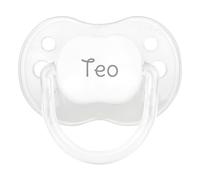 Mi Pipo - Chupete Personalizado Classic | Chupete Bebe, 3 Tipos de Tetina para Elegir, +6 Meses | Personalizado con Nombre, Suave, Cómodo | Seguro, Libre BPA, Fácil de Limpiar | Color Cristal Blanco
