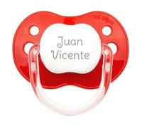 Mi Pipo - Chupete Personalizado Classic | Chupete Bebe, 3 Tipos de Tetina para Elegir, +6 Meses | Personalizado con Nombre, Suave, Cómodo | Seguro, Libre BPA, Fácil de Limpiar | Color Rojo