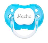 Mi Pipo - Chupete Personalizado Classic | Chupete Bebe, 3 Tipos de Tetina para Elegir, +6 Meses | Personalizado con Nombre, Suave, Cómodo | Seguro, Libre BPA, Fácil de Limpiar | Color Pitufo