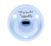 Mi Pipo - Chupete Personalizado Divertido Gummy | Chupete Bebe Silicona, Tetina Fisiologica, 0-36 Meses | Personalizado con Frase, Suave, Cómodo | Seguro, Libre BPA, Fácil de Limpiar | Celeste