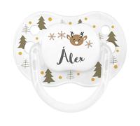 Mi Pipo - Chupete Personalizado Navidad Classic - Árboles Dorados | Chupete Bebe, 3 Tipos de Tetina para Elegir | Personalizado con Nombre, Suave, Cómodo | Seguro, Libre BPA, Fácil de Limpiar