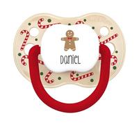 Mi Pipo - Chupete Personalizado Navidad Classic - Beige Bastones Caramelo | Chupete Bebe, 3 Tipos de Tetina para Elegir | Personalizado con Nombre, Suave, Cómodo | Seguro, Libre BPA, Fácil de Limpiar