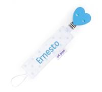 Mi Pipo - Chupetero Personalizado con Nombre | Chupetero Bebe Personalizada Textil | +0 Meses, Cómodo, Libre de BPA y Seguro | Limpieza Fácil | Regalo Bebe Recién Nacido | Estrellas Corazón Azul