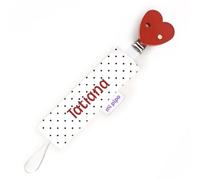 Mi Pipo - Chupetero Personalizado con Nombre - Topitos Corazón Rojo | Chupetero Bebe Personalizada| Libre de BPA, Cómodo, Seguro y Apto para +0 Meses | Limpieza Fácil | Regalo Bebe Recién Nacido