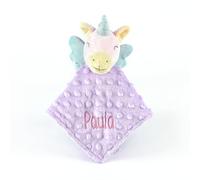 Mi Pipo - Doudou Bebe Personalizado Cabecitas - Unicornio | Peluche Personalizado Bebe con Nombre Bordado | Trapito Suave 28x28 cm, Apto Desde 0 Meses | Doudou Bebé Extra Suave y Seguro