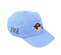 Mi Pipo - Gorra Infantil Personalizada Pirata Azul | Gorra Niño y Niña con Nombre Bordado, Algodón 100% | Talla Única y Ajustable | Diseño Transpirable y Ligero para Verano