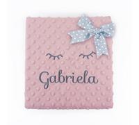 Mi Pipo - Manta Bebe Personalizada con Nombre Clásica - Blush | Manta Doble Capa 80x110 cm con Textura Burbuja, Nombre Bordado | Manta Suave, Ligera y Calentita | En Bolsa de Regalo
