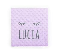 Mi Pipo - Manta Bebe Personalizada con Nombre Clásica - Lila | Manta Doble Capa 80x110 cm con Textura Burbuja, Nombre Bordado | Manta Suave, Ligera y Calentita | En Bolsa de Regalo