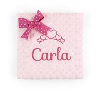 Mi Pipo - Manta Bebe Personalizada con Nombre Clásica - Rosa | Manta Doble Capa 80x110 cm con Textura Burbuja, Nombre Bordado | Manta Suave, Ligera y Calentita | En Bolsa de Regalo