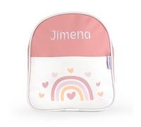 Mi Pipo - Mochila Bebe Guarderia Personalizada Arcoiris Blush | Mochila Polipiel con Nombre Bordado Personalizado | Mochilas Infantiles con Asas regulables | Fácil Limpieza y Diseño Exclusivo