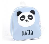 Mi Pipo - Mochila Bebe Guarderia Personalizada Panda Azul | Mochila Polipiel con Nombre Bordado Personalizado | Mochilas Infantiles con Asas regulables | Fácil Limpieza y Diseño Exclusivo