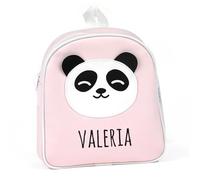 Mi Pipo - Mochila Bebe Guarderia Personalizada Panda Rosa | Mochila Polipiel con Nombre Bordado Personalizado | Mochilas Infantiles con Asas regulables | Fácil Limpieza y Diseño Exclusivo