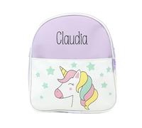 Mi Pipo - Mochila Bebe Guarderia Personalizada Unicornio Lila | Mochila Polipiel con Nombre Bordado Personalizado | Mochilas Infantiles con Asas regulables | Fácil Limpieza y Diseño Exclusivo