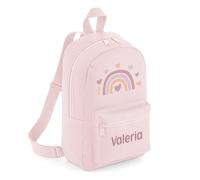 Mi Pipo - Mochila Personalizada Guarderia - Arcoiris Blush Rosa | Mochila Nylon con Nombre Personalizado | Mochilas Infantiles con Asas regulables | Fácil Limpieza y Diseño Exclusivo