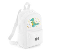 Mi Pipo - Mochila Personalizada Guarderia - Dinosaurio Blanco | Mochila Nylon con Nombre Personalizado | Mochilas Infantiles con Asas regulables | Fácil Limpieza y Diseño Exclusivo