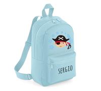 Mi Pipo - Mochila Personalizada Guarderia - Pirata Azul | Mochila Nylon con Nombre Personalizado | Mochilas Infantiles con Asas regulables | Fácil Limpieza y Diseño Exclusivo